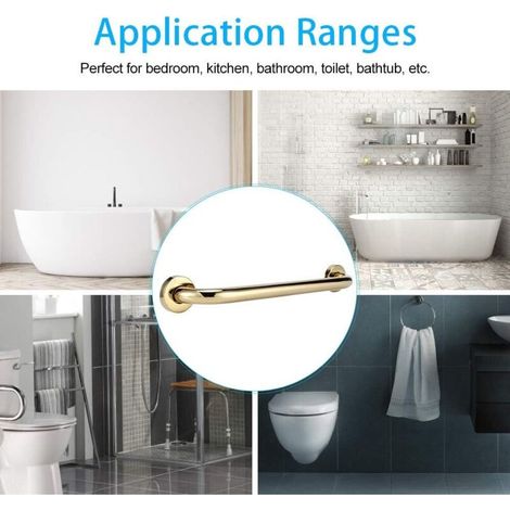 Barras de seguridad para ducha de 40 cm, acero inoxidable chapado en oro, barras de seguridad para bañera, accesorios de baño (1/3)