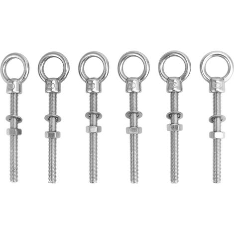 6 Pièces Vis àŒillet, Piton Inox M8x80mm, Piton à Visser, pour Fixation et Suspension
Marque : QWORK (1/5)