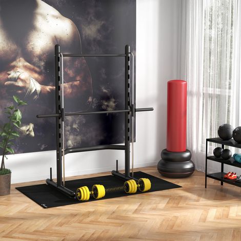 Haltères et barre de 25 kg. Kit d'haltères ergonomique 3 en 1 réglable. 12 disques. 2 barres courtes. 1 barre longue. Jaune et noir. (1/5)