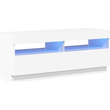 vidaXL Mueble de TV con luces LED blanco brillante 100x35x40 cm (1/2)