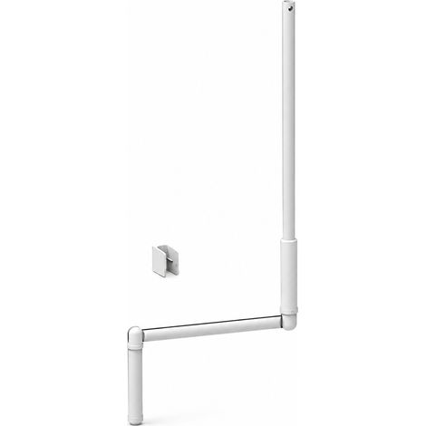 Manivelle Complète Blanche pour Volet Roulant Manuel - 120 cm - Tige Acier - Poignée Ergonomique - Sortie Ronde Ø12 mm - Clip Mural Inclus - (1/5)