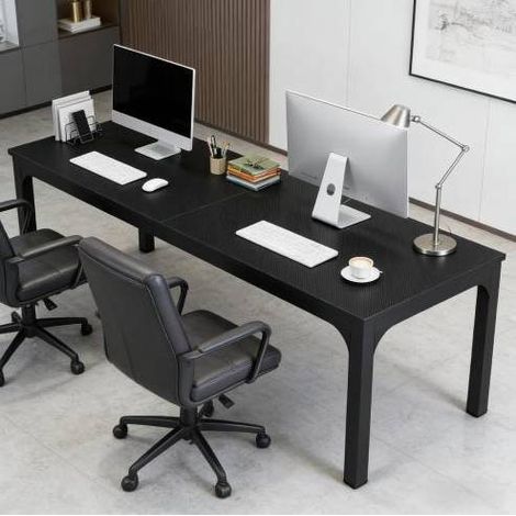 Table à manger rectangulaire 200 x 70 x 75 cm pour 6 à 8 personnes, MDF et métal, noire DESVIAE (1/5)