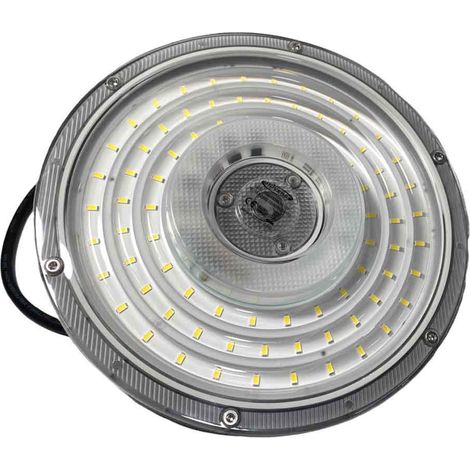 Faro led slim industriale 50 watt cappellone ufo lampada riflettore da capannone giardino IP65 luce bianca fredda 6500k (1/4)
