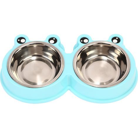 Gamelle Chien et Chat Bol en Acier Inoxydable Antidérapante Bol pour Animaux de Compagnie Bol de Nourriture (27x14.5x4CM)-Ensoleillé