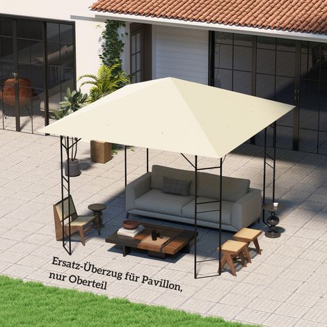 Techo de repuesto para cenador de 3 x 3 m, techo impermeable UPF30+, funda de repuesto de tela Oxford, 370 g/m², blanco crema.