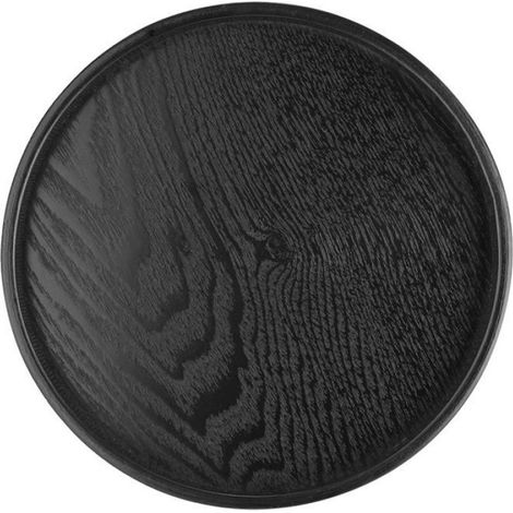 Plateau de Service Rond Noir 21cm Bois Massif, Thé Café Collations Repas Restaurant Décoration Table Accessoire Cuneary (1/5)