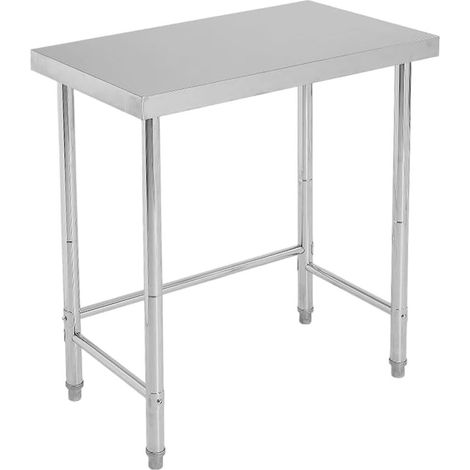 Table de Travail en Inox 81x46x89cm avec Roulettes et Étagère, Plan de Travail Robuste Capacité 136kg (1/5)