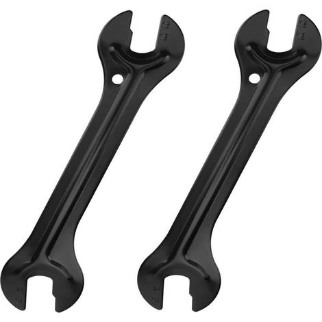 Lot de 2 clés de moyeu de vélo - Clé à molette - Pédale - Clé de moyeu libre - Outil de réparation de vélo - 13 14 15 16 mm - Noir (1/5)