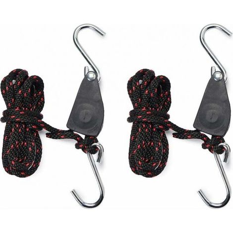 1/4 Inch Rope Ratchet Straps For Grow Light 2pcs Adjustable Hook Rope Rope Thickness 6mm Built-in Metal Wheel 2.4m Rope (1/5)
