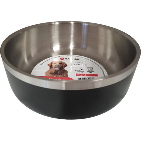 Gamelle pour eau ou nourriture a double paroi ø22 cm 2,25 litre pour chien - Flamingo (1/4)