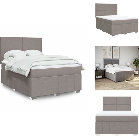 Sommier à lattes de lit avec matelas Taupe 160x200 cm Tissu - Sommier À Lattes De Lit - Sommiers À Lattes De Lit - Lit - Meuble De Chambre À Coucher (1/5)