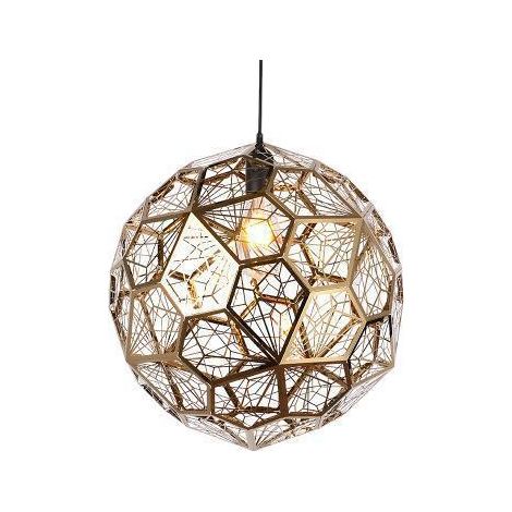 Suspension Luminaire Rétro en Métal, Forme de football en diamant Or D25cm (1/5)