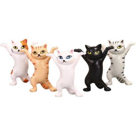 5er-Set Katzen-Stifthalter mit tanzenden Katzenmotiven, 5 verschiedene Designs, PVC-Katzenständer