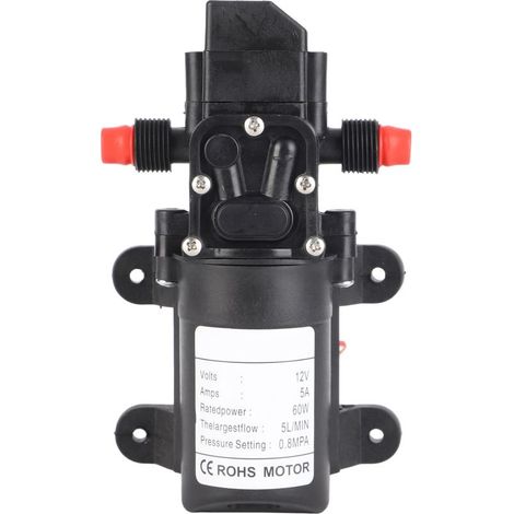 Pompe à eau auto-amorçante DC 12V 60W – Débit 5L/min – Pression 116Psi – Hauteur d'aspiration 1,5m – Pour nettoyage et systèmes solaires (1/5)