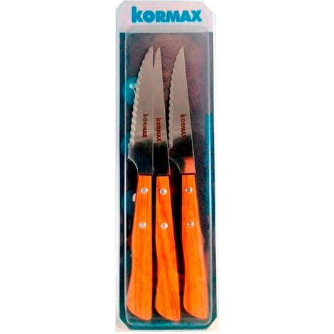 CUCHILLOS CHULETEROS HPL ROBLE PACK 3