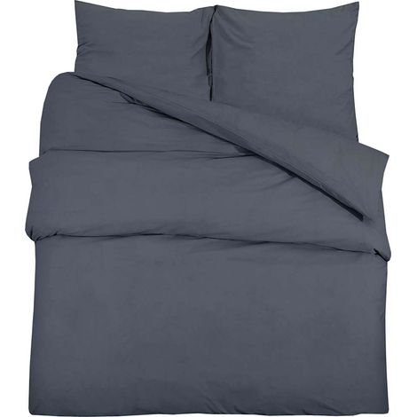Maison Exclusive - Bettwäsche-Set Anthrazit 155x220 cm Leichte Mi (1/5)