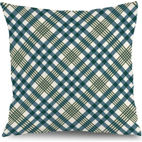 Housse de coussin carreaux rustique, décoration maison,40×40cm (1/5)