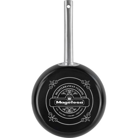 sarten 24 cm avec revêtement antiadhésif bicouche renforcé avec émail extérieur noir mat et poignées inox satinées (1/2)