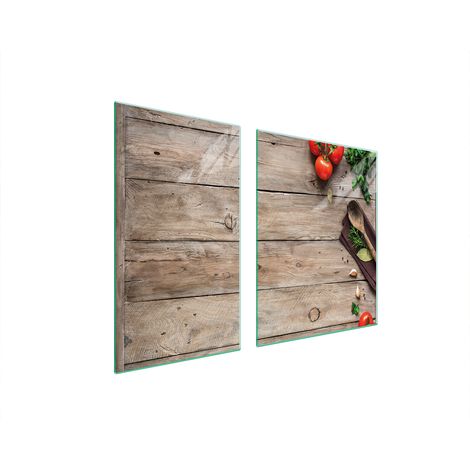 Assiette en verre et planche à découper en bois 100x52 (1/5)