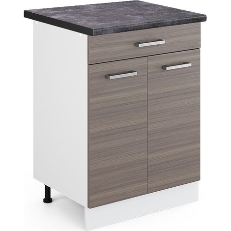 Mueble bajo de cocina R-Line, Gris, 60 cm con cajón, ET Antracita, Vicco (1/5)