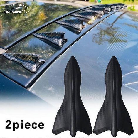 Kit de 2 ailerons de toit en fibre de carbone noire résistante aux intempéries avec générateur de vortex et antenne de voiture. (1/5)
