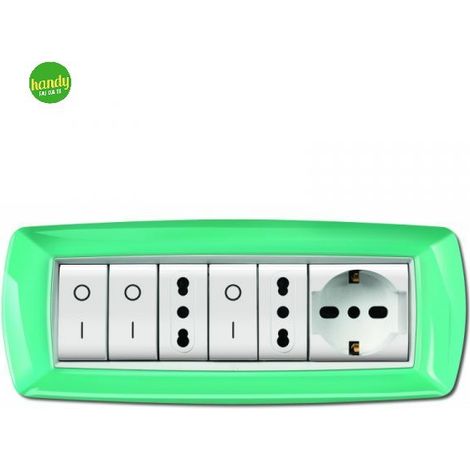 Placca 7 moduli Elettrocanali mylife verde acqua