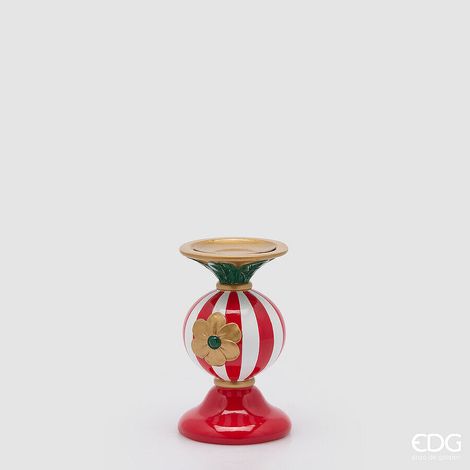 EDG Enzo De Gasperi Portacandela Sfera Natalizio H18 cm Verde Rosso – Decorazione di Natale (1/2)
