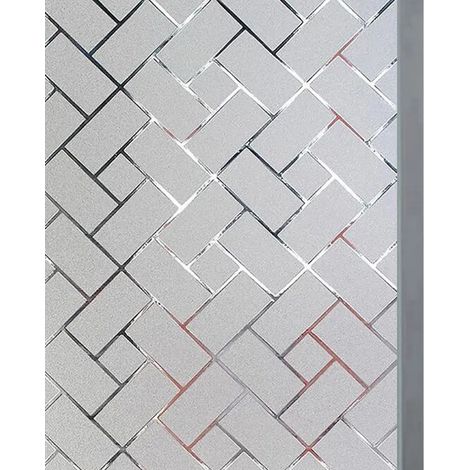 Film de fenêtre opaque autocollant motif grille écran de confidentialité 45x200CM (1/5)