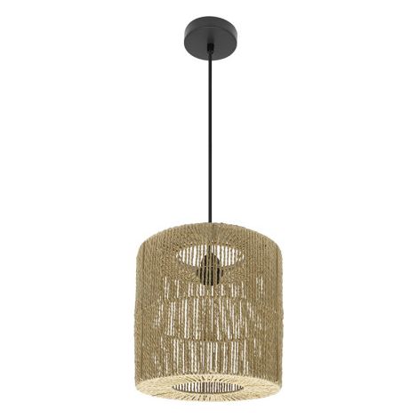 Colgante Fabriano 1xe27 Negro/natural Regx28x28cm