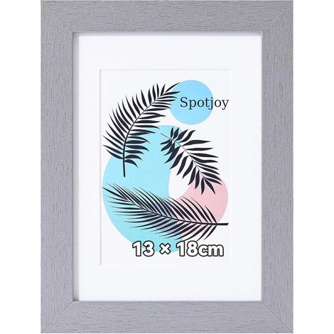 Bilderrahmen MDF Acrylglas Fotorahmen Passepartout 13x18cm Silbergrau (1/5)