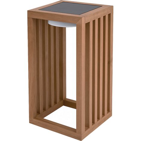 Lanterne solaire décorative - LUMISKY - CHENNAI - H30 cm - En bois teck massif - LED blanc chaud