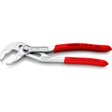 KNIPEX 87 03 180 Cobra® Pinza regolabile di nuova generazione per tubi e dadi Rivestita in plastica antiscivolo cromata 180 mm (1/8)