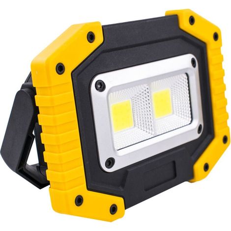 Projecteur de Chantier, LED Lampe de Travail Rechargeable par USB Super clair Étanche IP65 Lampe de Chantier Avec Support pour Le Camping, La Pêche, l'atelier, le Chantier(Sans batterie) (1/4)