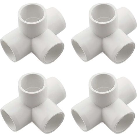 Lot de 6 raccords de tuyauterie en PVC 4 voies de 1/2 pouce, connecteurs de qualité mobilier Schedule 40 pour étagères à monter soi-même (1/3)