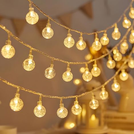 Catena luminosa a LED - Alimentata a energia solare - Illuminazione d'atmosfera per campeggio all'aperto - Luci natalizie decorative lampeggianti - Catena luminosa - Colori caldi (1/4)