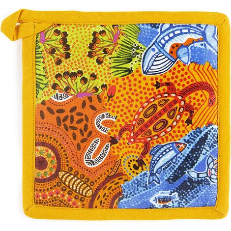 Excelsa Aboriginal Presina da Cucina, Cm. 20 x 20, Fodera 100% Cotone, Imbottitura in Poliestere