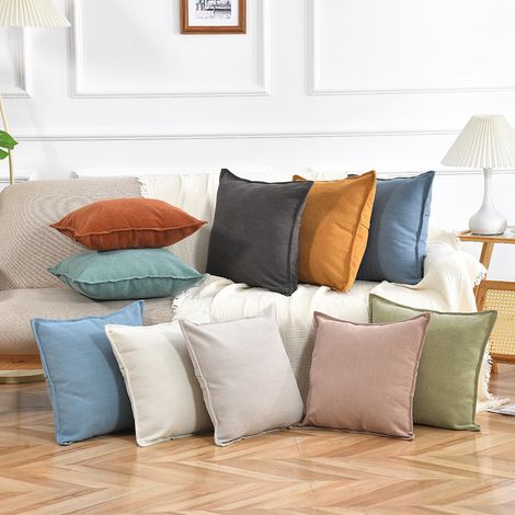 Solid color chenille trimmed living room bedside table home decor sofa cushion cover/pillowcase, dropshipping available, soft chenille pink 60cm60cm basic style no special details.