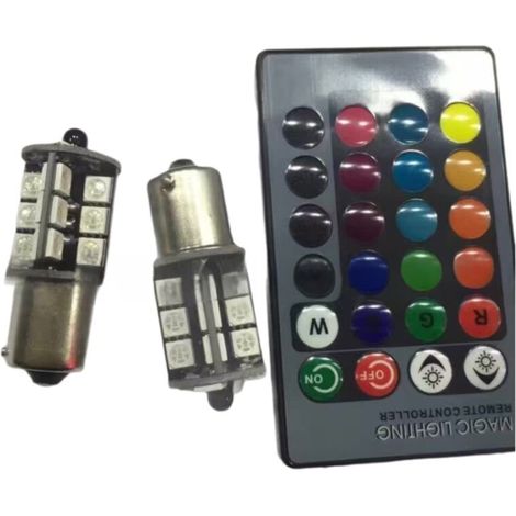 RGB-LED-Lampe, bernsteinfarben, weiß, rot, mehrfarbig, 16 wechselnde Farben für Bremslichter, Blinker, Rücklichter, Rückleuchten, Blitzlichter, Fernbedienungsset