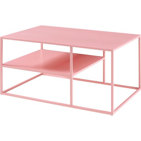 Table basse console d'appoint salon rectangulaire 45 x 90 x 60 cm rose (1/4)