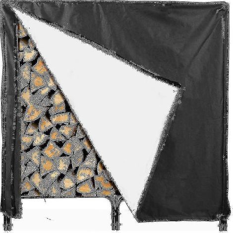 Range-bûches de 120 cm avec housse, grande capacité, pour le rangement extérieur du bois de chauffage. Housse imperméable en tissu Oxford 210D, résistante aux intempéries et aux UV. (1/5)