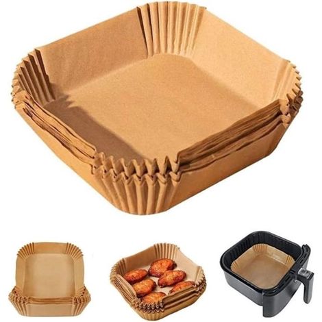 Backpapier für Airfryer 120 Stück 60 Stück (6 l) + 60 Stück (3 l) Quadratisch BPA frei für Philips Airfryer Serie 3000 und Philips Dual Basket Ai (1/5)