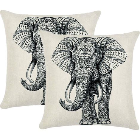 Taies d'oreiller à motif éléphant pour coussins de bureau/maison de 45 x 45 cm (1/5)