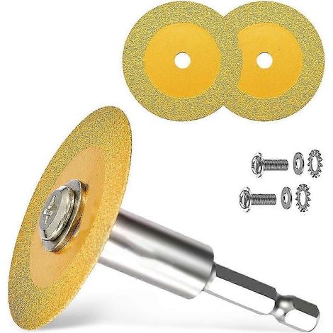 Disque de coupe diamanté à tige hexagonale de 6,35 mm (1/4 po) avec 2 lames pour coupe-tubes PVC et mini-disque à verres (1/5)