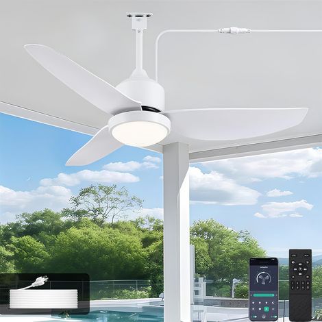 106CM Étanche Ventilateur Plafond avec Lumiere IP65 Outdoor Plafonnier Ventilateur Dimmable Fan Plafonnier avec Télécommande Silencieux Lustre de Ventilateur pour Pavillon Cour Jardin Balcon (1/5)
