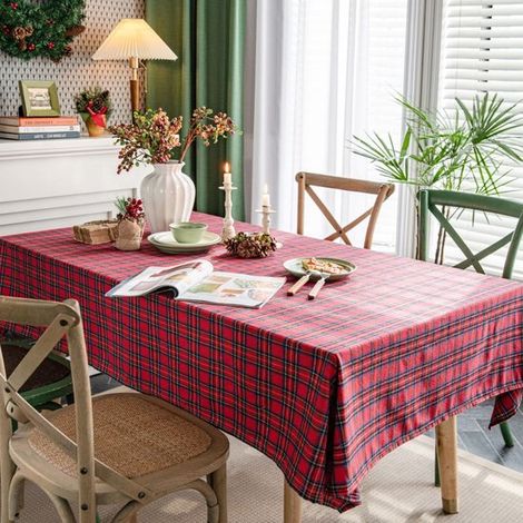Mantel rectangular a cuadros, lavable, de algodón y lino, mantel individual antipolvo, restaurantes y picnics, 100 x 140 cm (1/5)
