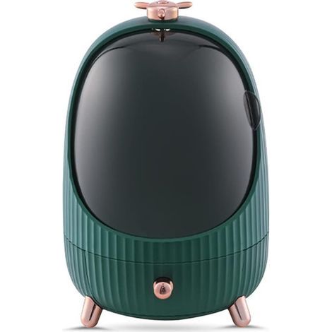 Boîte de rangement cosmétique, tiroir cosmétique anti-poussière avec lumière LED, convient pour la coiffeuse et la chambre (vert, taille M). (1/3)