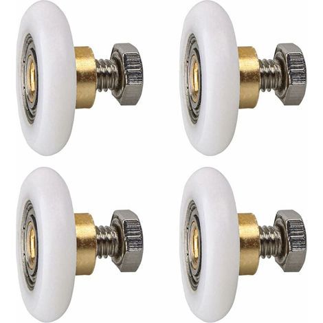 Rullo per porta doccia 27mm, Rullo Rotella Ruota per Porta Doccia, Rotelle Scorrevoli, Ruota di Ricambio per Rullo, Confezione da 4 pezzi (27MM) (1/5)