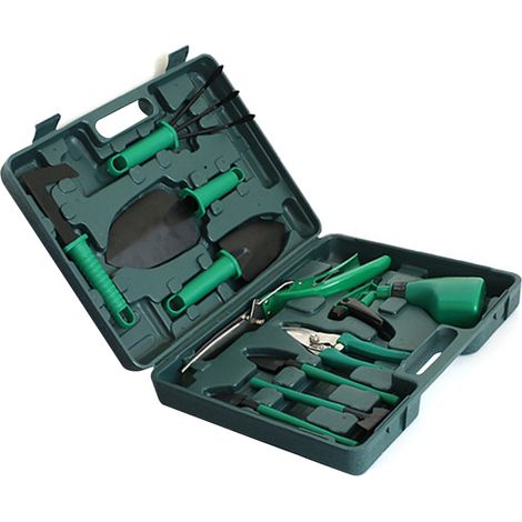 Kit de pelle à rempoter plantes, set de jardinage plantation désherbage, taille bonsaï, outils de jardin verts, 10 pièces (1/5)