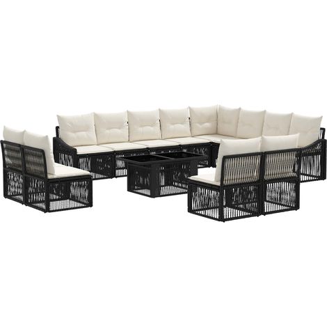 Ensemble de canapé de jardin 13 pc Noir et blanc crème vidaXL (1/5)