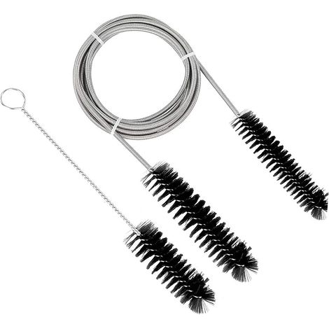 Ensemble de brosses de nettoyage flexibles pour tuyaux d'alimentation en eau - Outil de nettoyage de tuyaux - Noir (2 m) (1/5)
